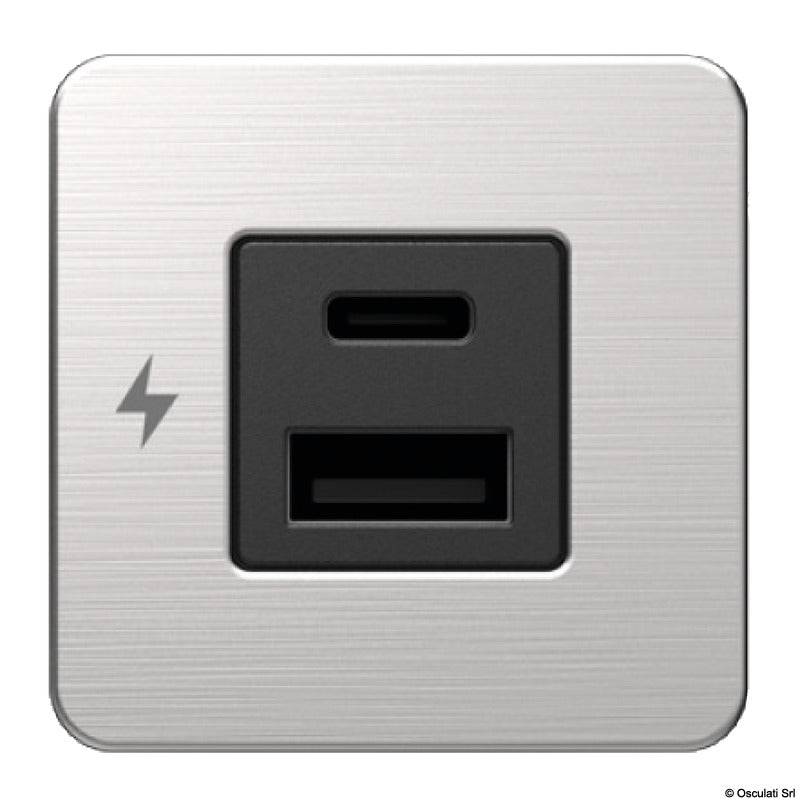 Scanstrut TILE indbygget USB-A/USB-C-ladeudtag, børstet 316 rustfrit stål