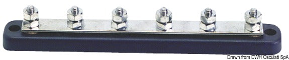 Elektrisk samleskinne (busbar), 6 × 6 mm terminaler, 150 A