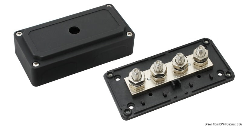 Heavy Duty samleskinne med 4 × 10 mm effektterminaler, 12/24 V, 300 A