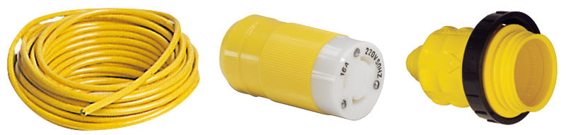 Landstrømskabel med Marinco-hunstik, 16 A/230 V, 10 m, 3x6 mm²