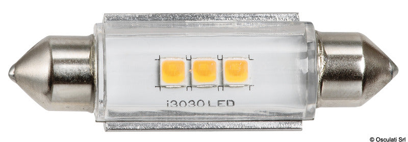 Festoonpære LED 12 V 0,8 W, hvid/grøn