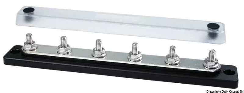 Heavy Duty Techno-samleskinne 6 × 6 mm uden afgreningsterminaler med transparent dæksel