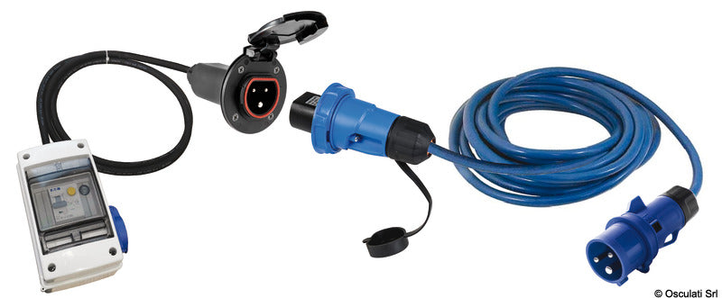 Cruiser landstrømssæt 220 V med 16 A, hvidt PA6-indtag og 15 m kabel