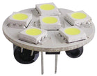 SMD LED-pære med G4-fatning, 6 LED, Ø 24 mm, bagtilslutning
