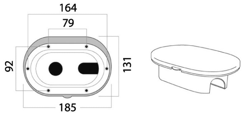 Oval indbygningsbruser med Desy-brusehoved, hvid låge, netforstærket PVC-slange, 4 m