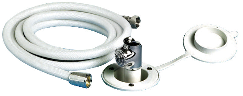 Trykknapsbruser hvid PVC-slange 4 m plan montering Osculati