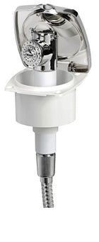 New Edge indbygningsbruser med Mizar trykknapbruser, forkromet låge, armeret PVC-slange, 2,5 m