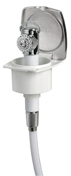New Edge indbygningsdæksbruser med Mizar-trykknapbruser, rustfri stållåge, netforstærket PVC-slange, 2,5 m