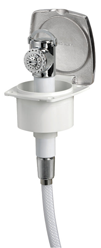 New Edge indbygningsdæksbruser med Mizar-trykknapbruser, rustfri stållåge, netforstærket PVC-slange, 2,5 m