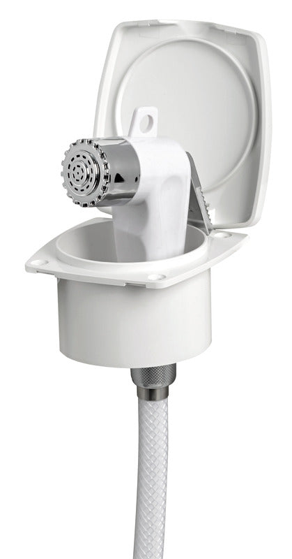 New Edge indbygningsbruser med Boris håndbruser, hvid, 2,5 m netforstærket PVC-slange