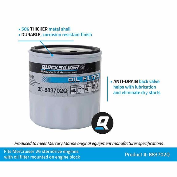 Quicksilver 883702Q motoroliefilter til V6 MerCruiser sterndrive