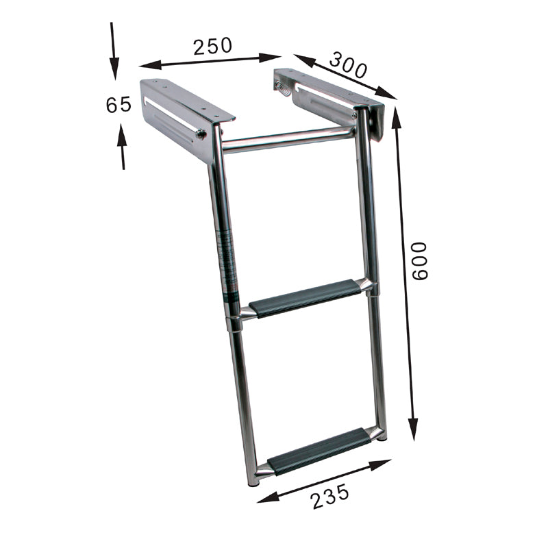 Telescopic ladder under platform 250 x 600 mm w/2 steps Tube 25 mm