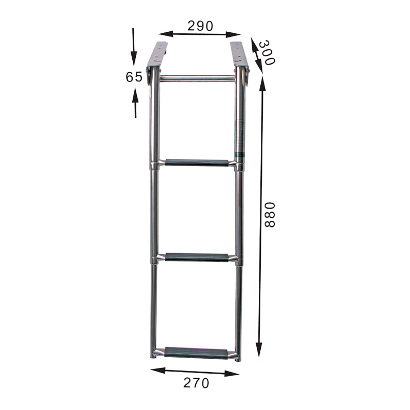 Telescopic ladder under platform 290 x 880 mm w/3 steps Tube 25 mm