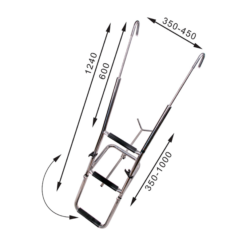Bow ladder rf 3 steps (2+1) L. 600 / 1240 mm