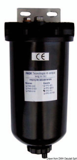 Brændstof-forfilter med sedimentudskiller 3/8", 150 µm