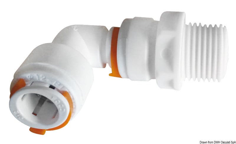 KP Ø12 mm lynkobling til vandinstallation, 90° hun til 3/8" hangevind