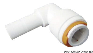 KP Ø12 mm hurtigkobling til vandinstallationer, 90° hun-kobling med fitting