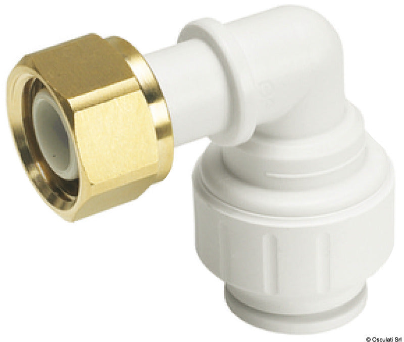 John Guest Speedfit quick-connect fitting til Ø15 mm rør, 90° messingvinkel med 1/2" hungevind