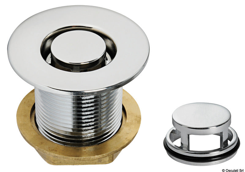 Cockpitafløb i forkromet messing med fuldt gevind 1 1/2"