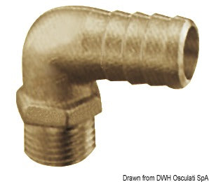 90° slangestuds i messing med udvendigt gevind 1½", Ø45 mm