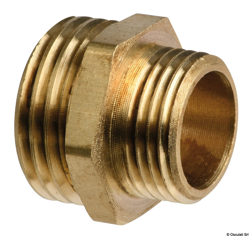 Reduceret dobbelt messingnippel 1/2" × 3/4"