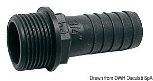 Han-gevindslangestuds i polypropylen 1 1/2", Ø50 mm