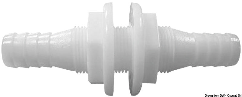 Nylon-gennemføring med slangestuds Ø19/20 mm, hvid