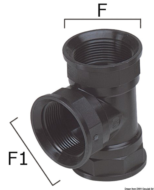 T-stykke i højstyrke-termopolymer 1/2″-1/2″