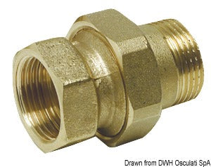 Lige 3-delt connector med sfærisk-konisk tætning og O-ring, 1"
