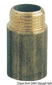 Gevindforlænger i messing, han/hun, 1/2" × 40 mm