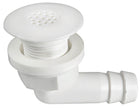 Bruse-/cockpitafløb i hvid nylon med filter og 100° vinkel, 29 mm
