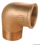 Guidi bøjning 90° indv./udv. gevind, bronze 3/8"