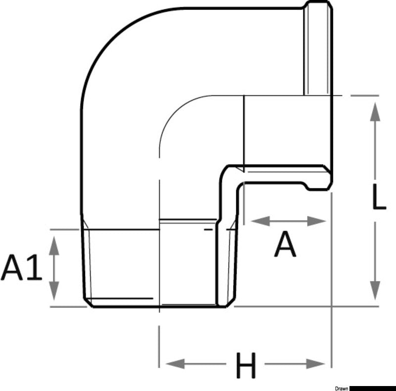 GUIDI 90° bronzeknæ med han-/hungevind 1 1/2"