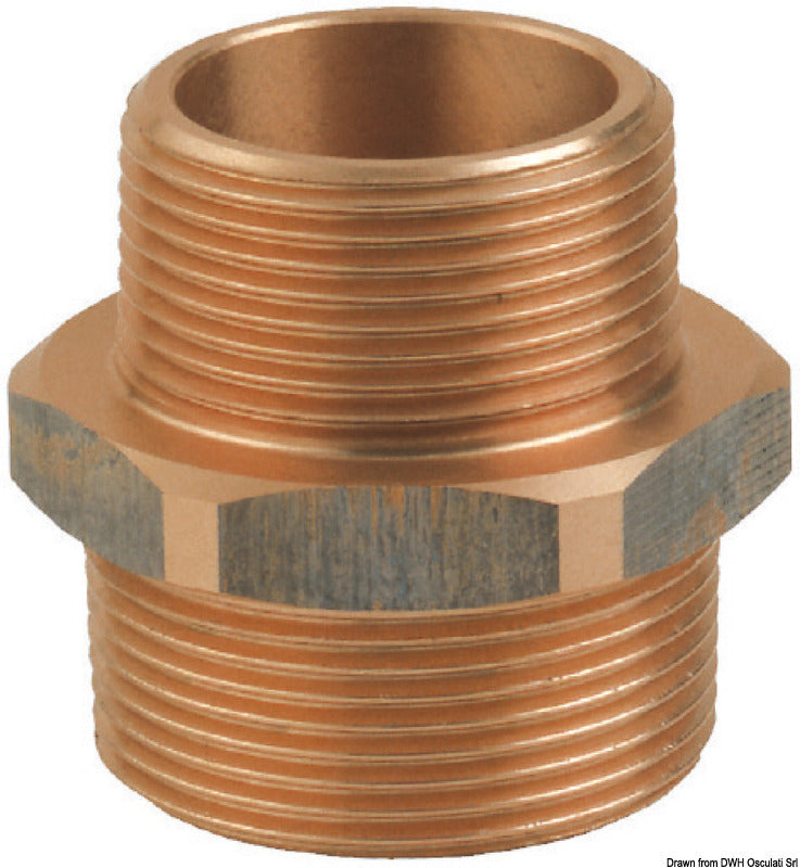 GUIDI reduktionsnippel i bronze, M-M, 1/2" x 3/8" BSPT