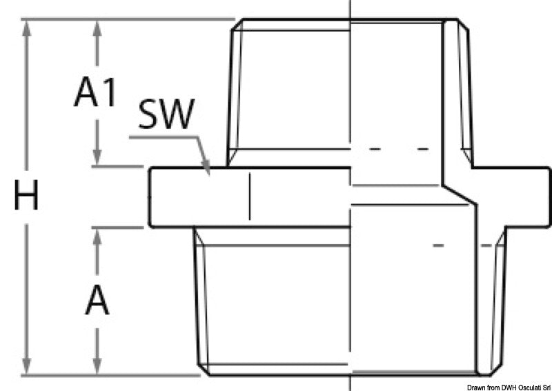 Guidi reduktionsnippel i bronze med udvendigt gevind 3/8" x 1/4"