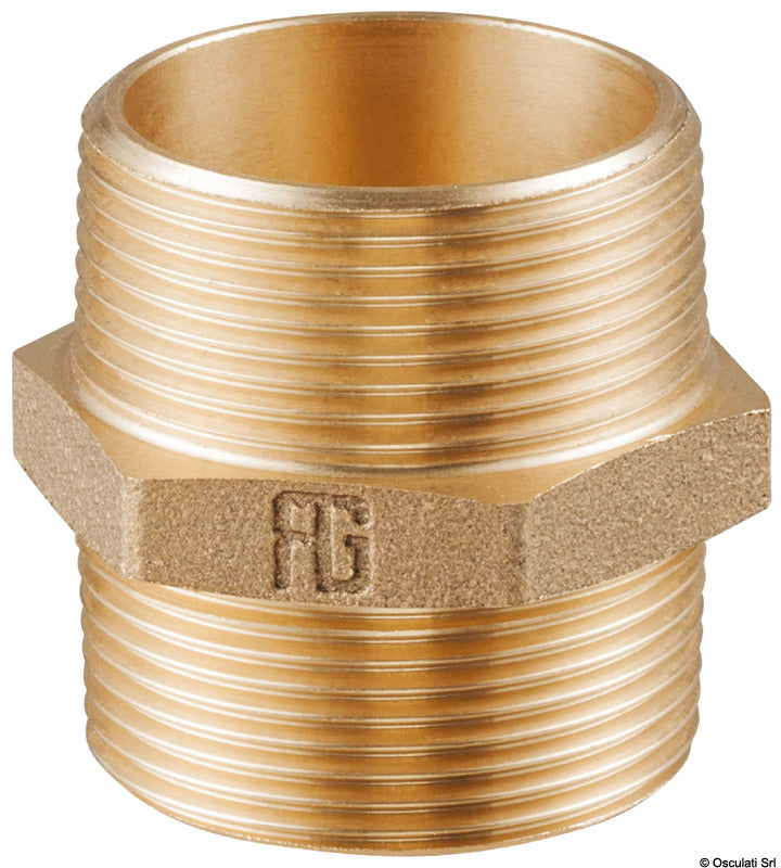 GUIDI dobbeltnippel i bronze M-M, 3/8"