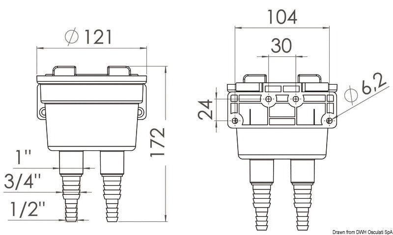 Aquanet kølevandsfilter til motor – 150 l/min, til slange Ø 13/19/25 mm