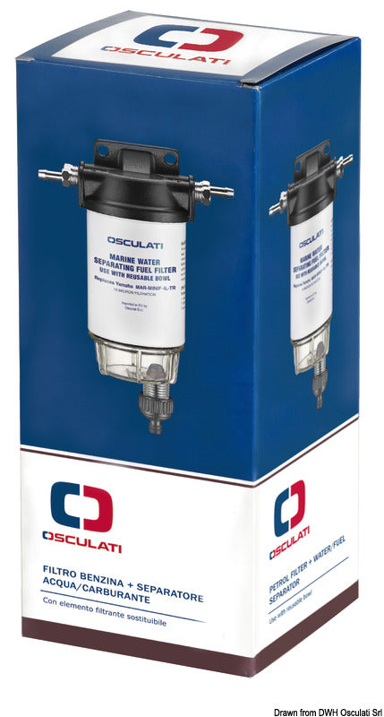 Benzinfilter med vandudskiller og 10 µm filterpatron – 200–406 l/t