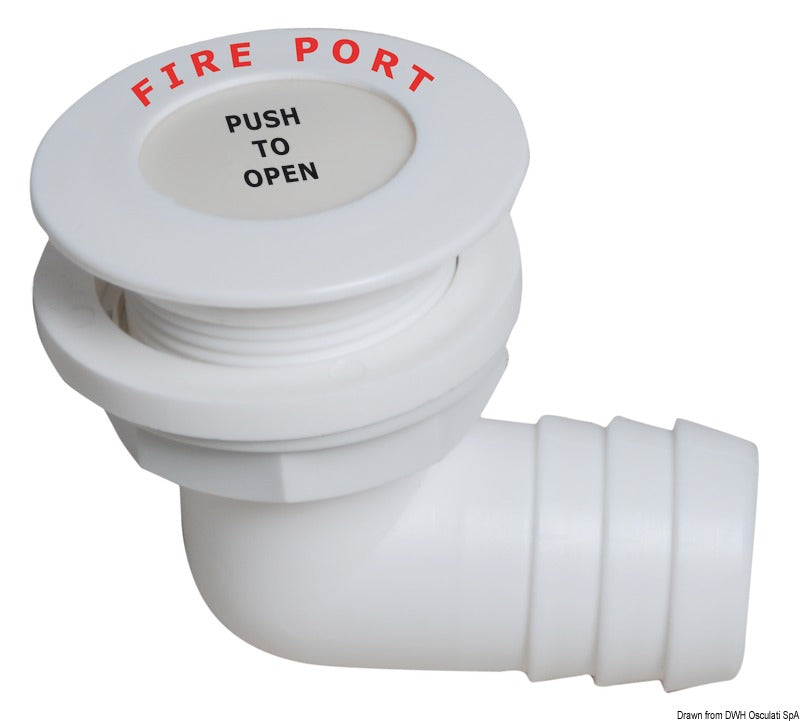 Fire Port brandslukningsport med 90° slangestuds Ø38 mm