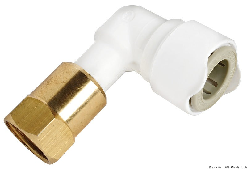 Whale Quick Connect 15 mm vinkelfitting 90° med 1/2" BSP indvendigt gevind