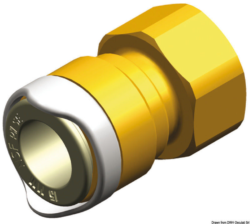 Whale Quick Connect 15 mm adapter med 1/2" BSP-hungevind, messing