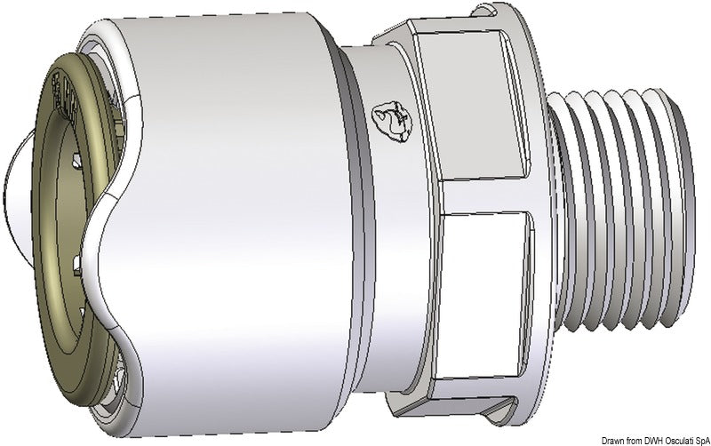 Whale Quick Connect lige adapter til 15 mm rørsystem, 1/2″ BSP hangevind