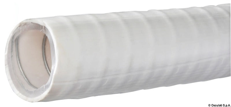 Premium PVC-sanitetslange med stålspiral, hvid, 20 × 27 mm, 60 m