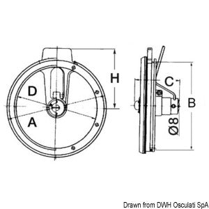 Osculati EIWA drejelig klar skive 12 V lys 300 mm