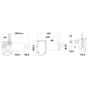 Motor for viskerarme og blade 12 V 20 W 25 mm