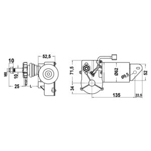 Motor for viskerarm og viskerblad 24 V 30 W Osculati
