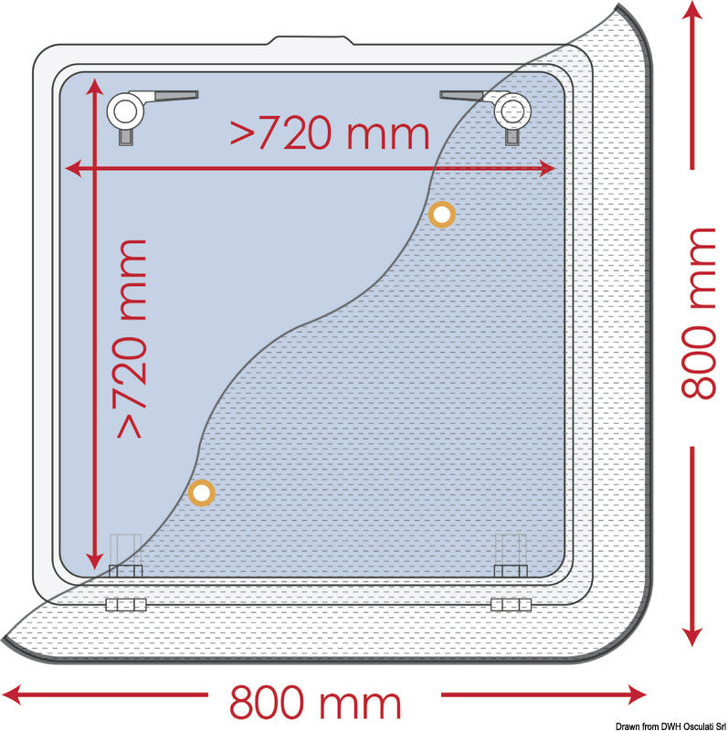 Waterline Design myggenet 800 × 800 mm til bådluge maks. 720 × 720 mm