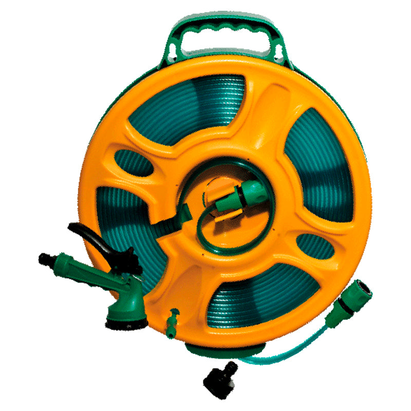 Vandslange flad på rulle 15 m med tilslutning 3/4"/1"