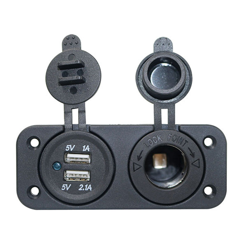 USB socket double with cigarette lighter for installation L0603028