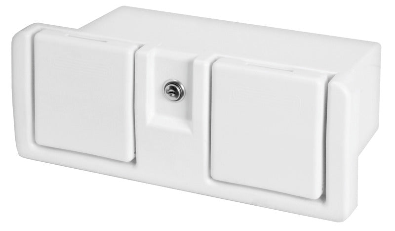 Indbygget opbevaringsrum med 2 kopholdere, 335 × 130 mm